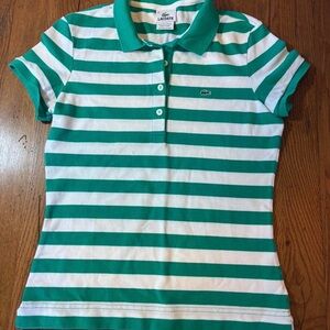 Lacoste slim fit Polo with Green and White Stripes